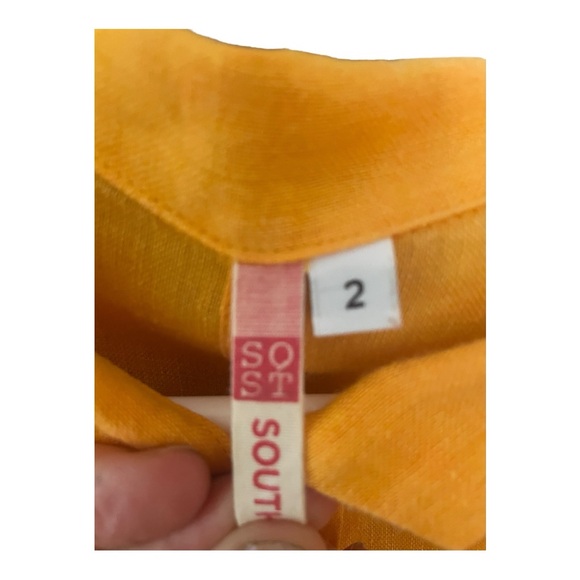 South Street Linen Sherbet Orange Button Down Shirt Blouse Top Medium/SSL Size 2 - Picture 4 of 7